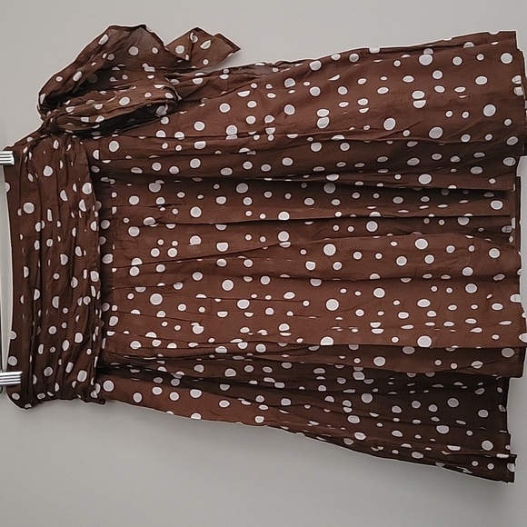 INC International Concepts Dresses & Skirts - INC International Concepts Polka Dot Brown Pleated Tie Waist Skirt Size 10